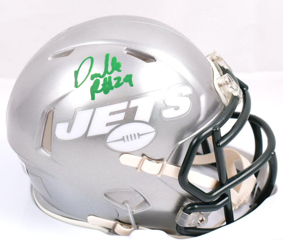 Darrelle Revis Autographed New York Jets Flash Speed Mini Helmet - Beckett W Hologram *Green Image 1