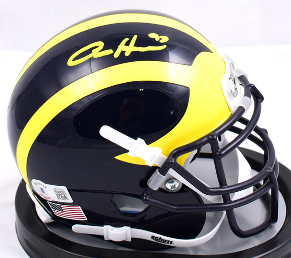 Aidan Hutchinson Autographed Michigan Wolverines Schutt Mini Helmet- Beckett W Hologram *Yellow Image 1