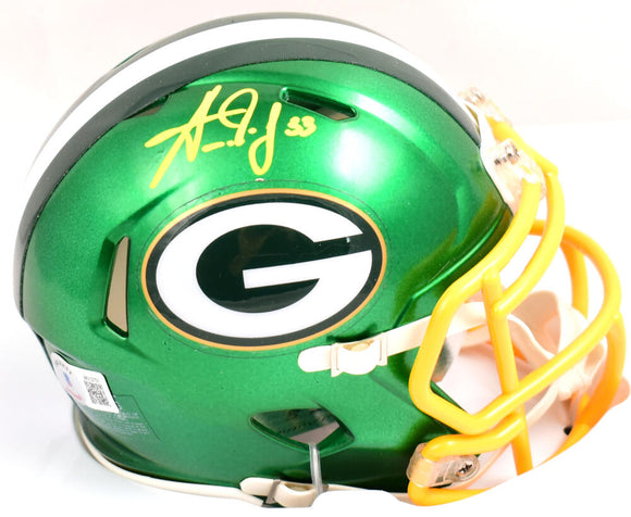 Aaron Jones Autographed Green Bay Packers Flash Speed Mini Helmet- Beckett W Hologram *Yellow Image 1