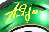 Aaron Jones Autographed Green Bay Packers Flash Speed Mini Helmet- Beckett W Hologram *Yellow Image 2