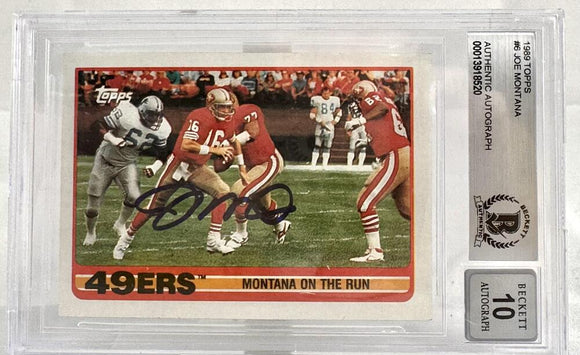 1989 Topps #6 Joe Montana Auto San Francisco 49ers BAS Autograph 10  Image 1