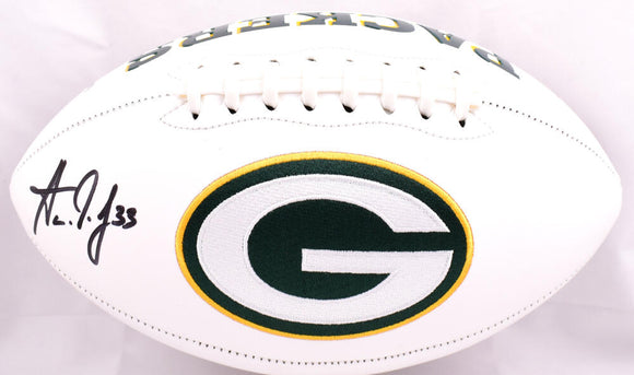 Aaron Jones Autographed Green Bay Packers Logo Football-Beckett W Hologram *Black Image 1