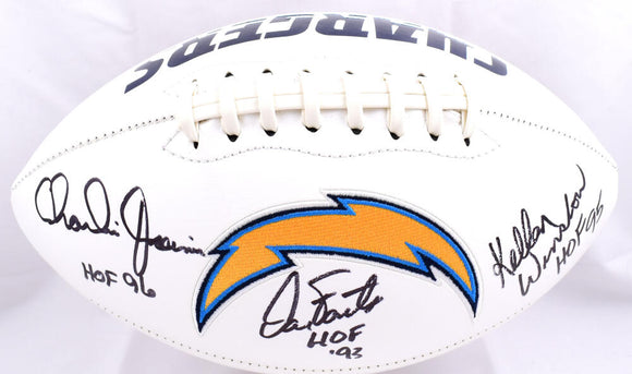 Winslow Fouts Joiner Autographed Chargers Logo Football w/HOF- Beckett W Hologram *Black Image 1