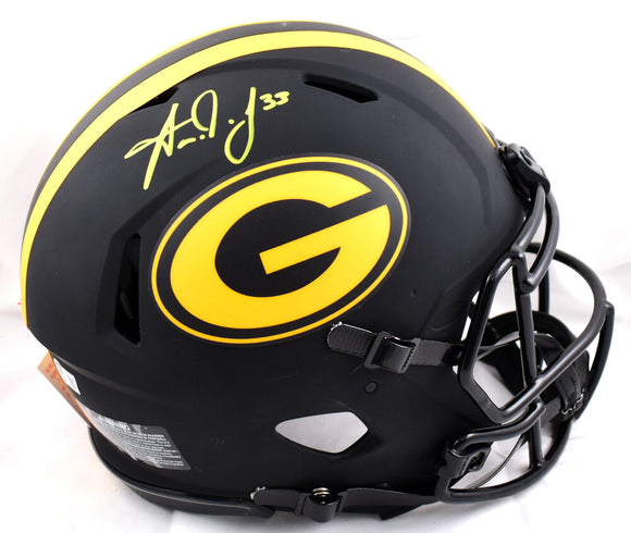 Aaron Jones Autographed Green Bay Packers F/S Eclipse Speed Authentic Helmet-Beckett W Hologram *Yellow Image 1
