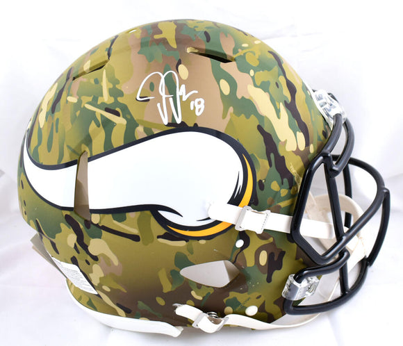 Justin Jefferson Autographed Minnesota Vikings F/S Camo Speed Authentic Helmet- Beckett W Hologram *White Image 1