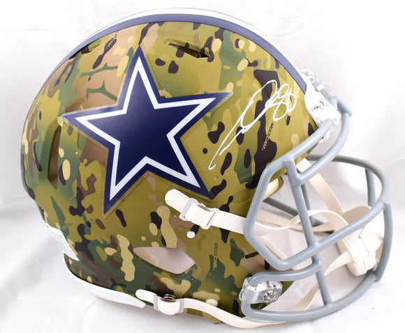 CeeDee Lamb Autographed Dallas Cowboys F/S Camo Speed Authentic Helmet- Fanatics *White Image 1