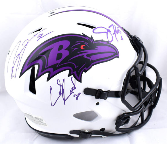 Joe Flacco Ed Reed Ray Lewis Autographed Baltimore Ravens F/S Lunar Speed Authentic Helmet- Beckett W Hologram *Purple Image 1