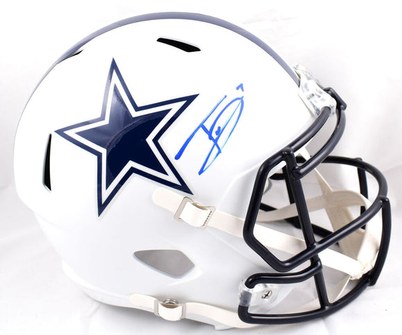 Trevon Diggs Autographed Dallas Cowboys F/S Flat White Speed Helmet- Beckett W Hologram *Blue Image 1