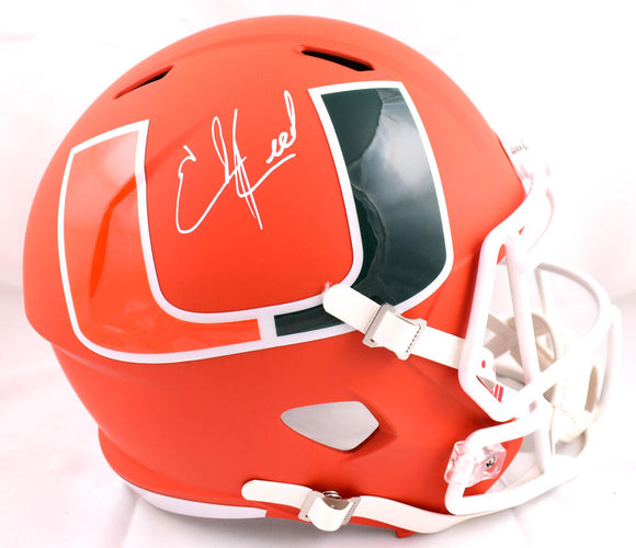 Ed Reed Autographed Miami Hurricanes F/S Amp Speed Helmet-Beckett W Hologram *White Image 1