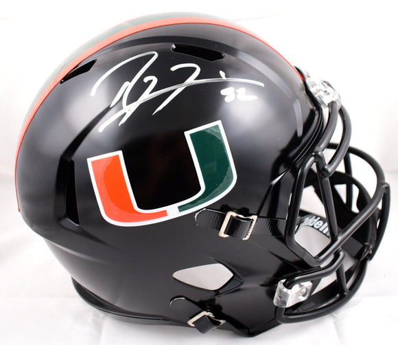 Ray Lewis Autographed Miami Hurricanes F/S Black Nights Speed Helmet-Beckett W Hologram *Silver Image 1