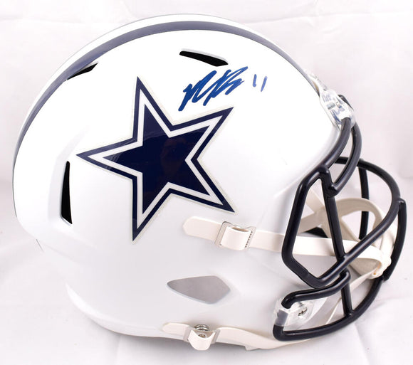 Micah Parsons Autographed Dallas Cowboys Flat White F/S Speed Helmet-Fanatics *Blue Image 1