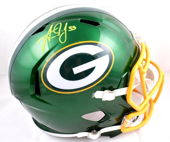 Aaron Jones Autographed Green Bay Packers F/S Flash Speed Helmet-Beckett W Hologram *Yellow Image 1