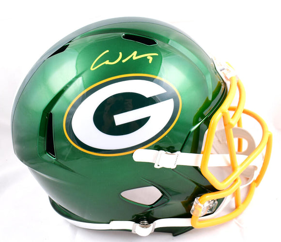 Christian Watson Autographed Green Bay Packers F/S Flash Speed Helmet-Beckett W Hologram *Yellow Image 1