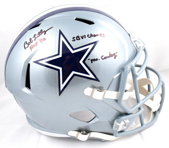 Bob Lilly Autographed Dallas Cowboys F/S Helmet W/ 3 Inscriptions- Beckett W Hologram *Black Image 1