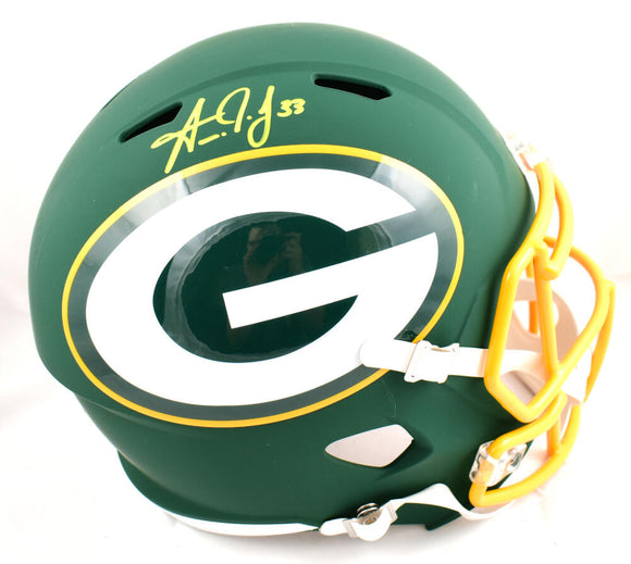 Aaron Jones Autographed Green Bay Packers F/S Amp Speed Helmet-Beckett W Hologram *Yellow Image 1