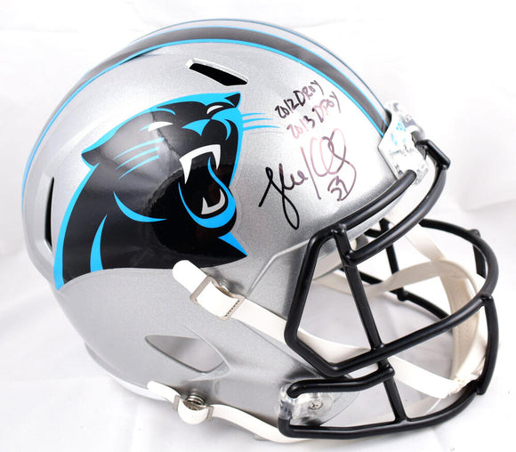 Luke Kuechly Autographed Carolina Panthers F/S Speed Helmet w/2 insc.- Beckett W Hologram *Black Image 1