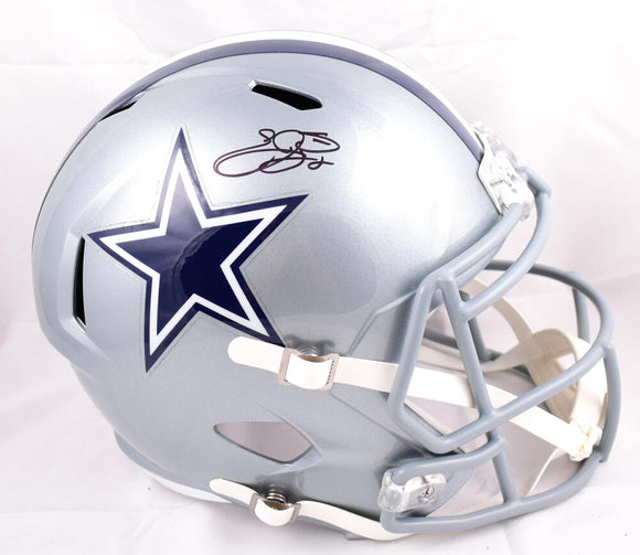 Emmitt Smith Autographed F/S Dallas Cowboys Speed Helmet *Top- Beckett W Hologram *Black Image 1