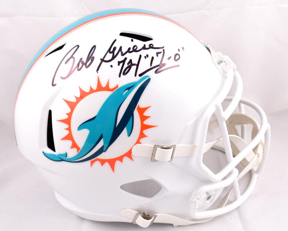Bob Griese Autographed F/S Miami Dolphins Speed Helmet w/ 72/17-0 - Beckett W Hologram *Black Image 1