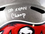 Ronde Barber Autographed Tampa Bay Buccaneers F/S Speed Helmet w/HOF SB Champ - Beckett W Hologram *White Image 3
