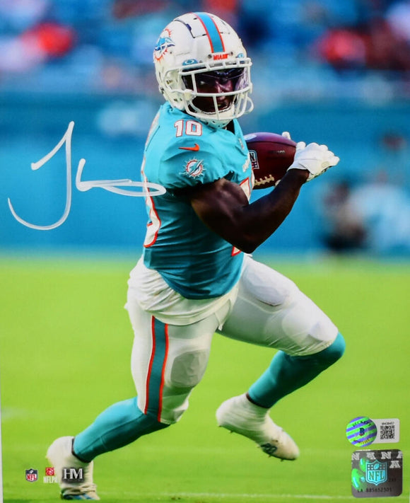 Tyreek Hill Autographed Miami Dolphins 8X10 Teal Jersey Photo- Beckett W Hologram *White Image 1
