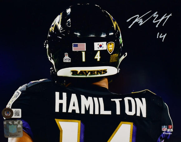 Kyle Hamilton Autographed Baltimore Ravens 8x10 Back View Photo- Beckett W Hologram *White Image 1