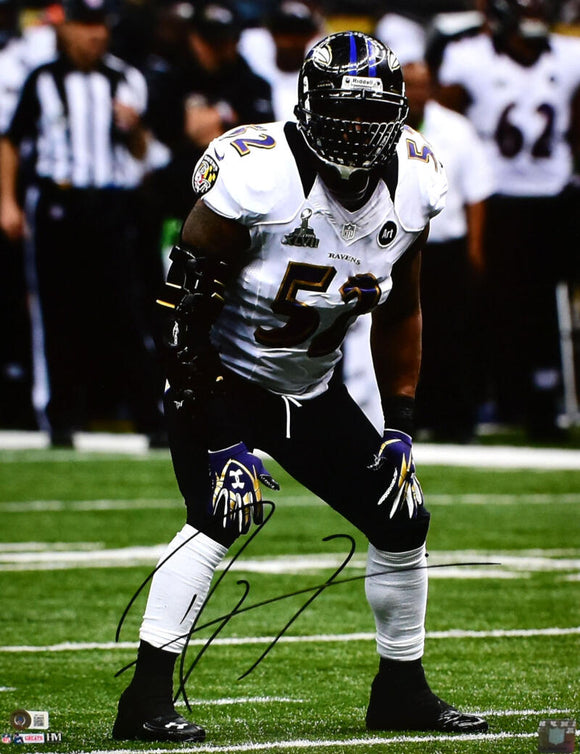 Ray Lewis Autographed Baltimore Ravens 16x20 Stance Photo- Beckett W Hologram *Black Image 1