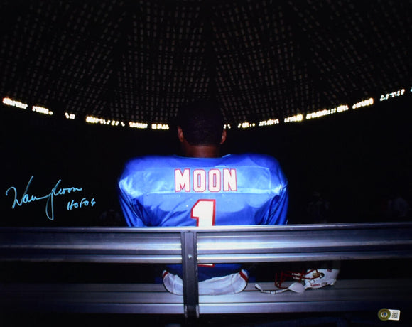 Warren Moon Autographed Houston Oilers 16x20 Spotlight Photo w/HOF - Beckett W Hologram *Blue Image 1