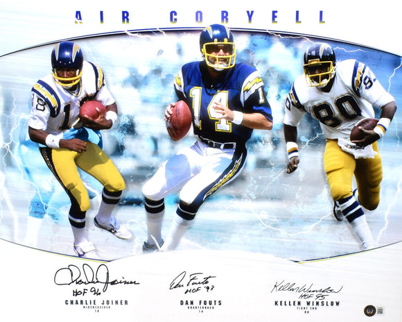Fouts, Joiner, Winslow Autographed Chargers 16x20 Air Coryell Photo w/ HOF- Beckett W Hologram Image 1