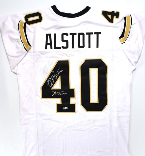 Mike Alstott Autographed White College Style Jersey w/A-Train - Beckett W Hologram *Silver Image 1