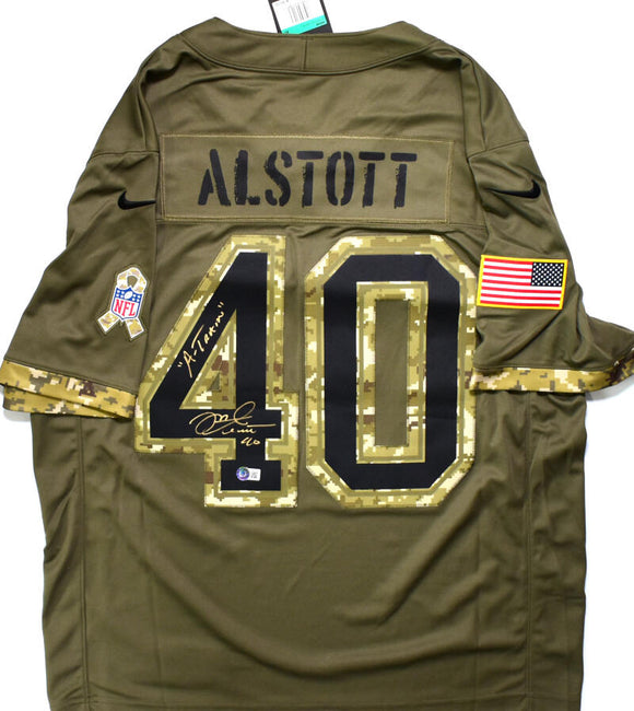 Mike Alstott Autographed Buccaneers Salute to Service Nike Limited Jer –  The Jersey Source