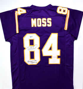 Randy Moss Autographed Purple Pro Style Jersey w/Straight Cash-Beckett W Hologram *Black Image 1