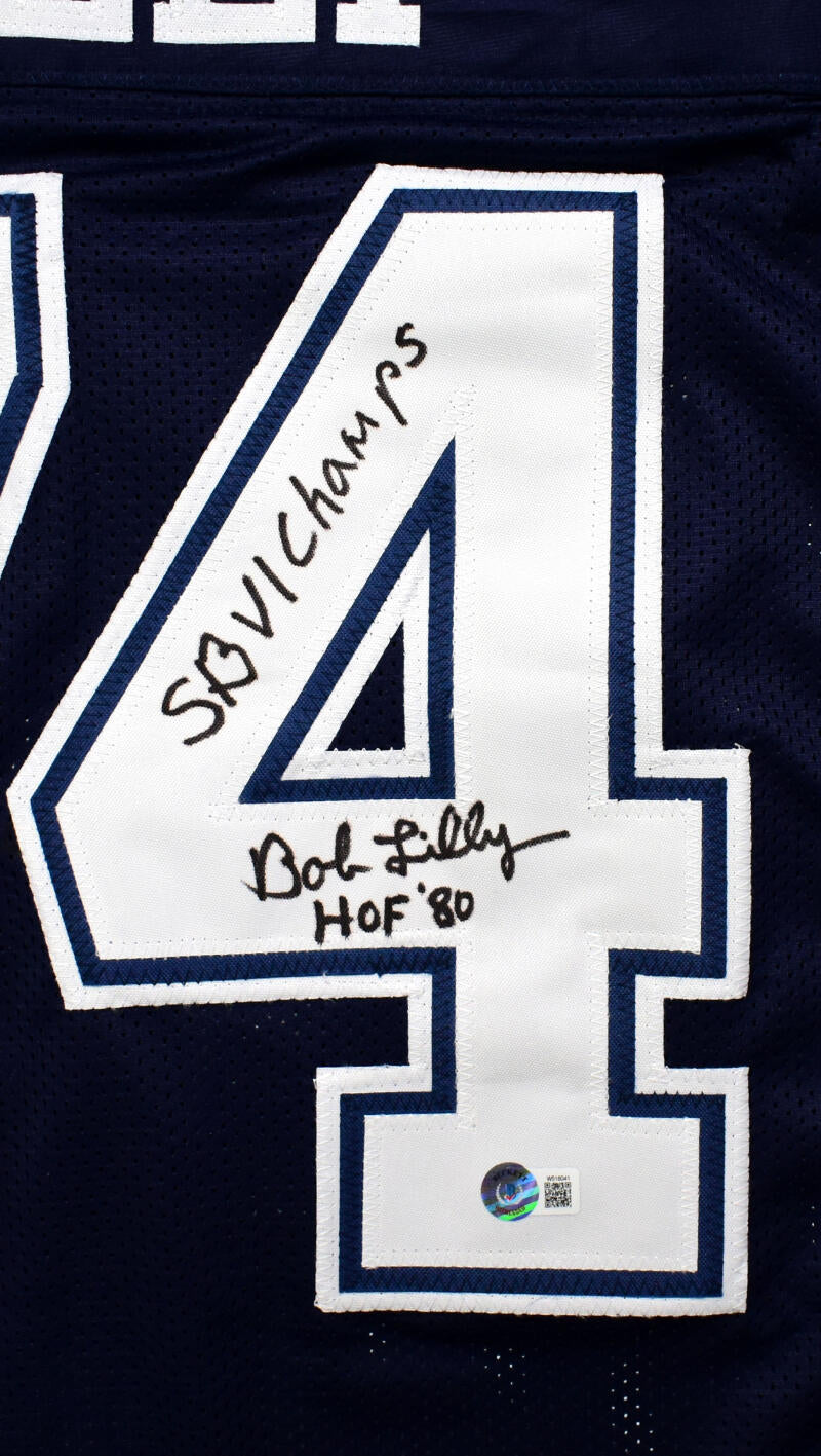 Bob Lilly Autographed Blue Pro Style Jersey w/2 Inscriptions - Beckett –  The Jersey Source