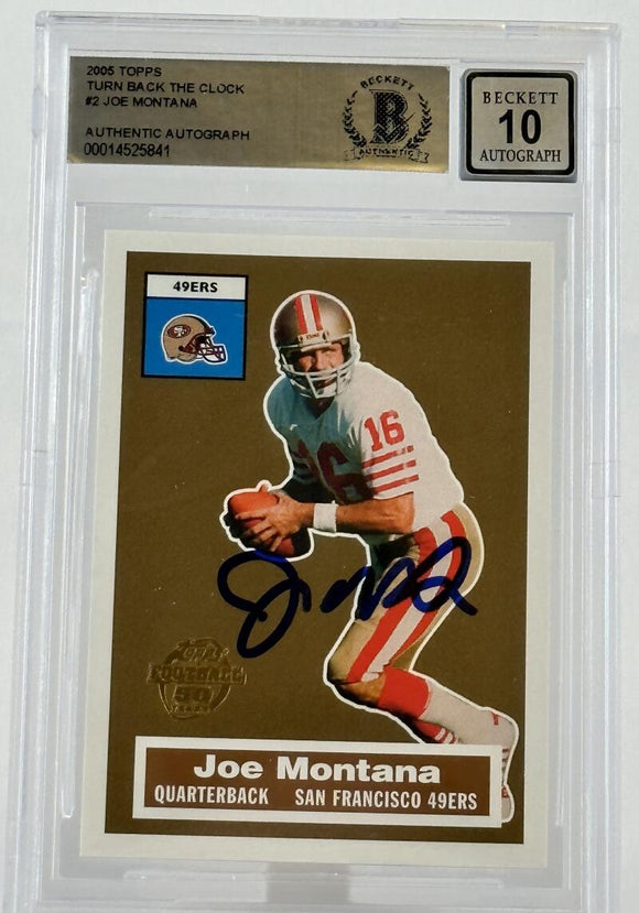 2005 Topps Turn Back the Clock #2  Joe Montana Auto San Francisco 49ers BAS Autograph 10 Image 1