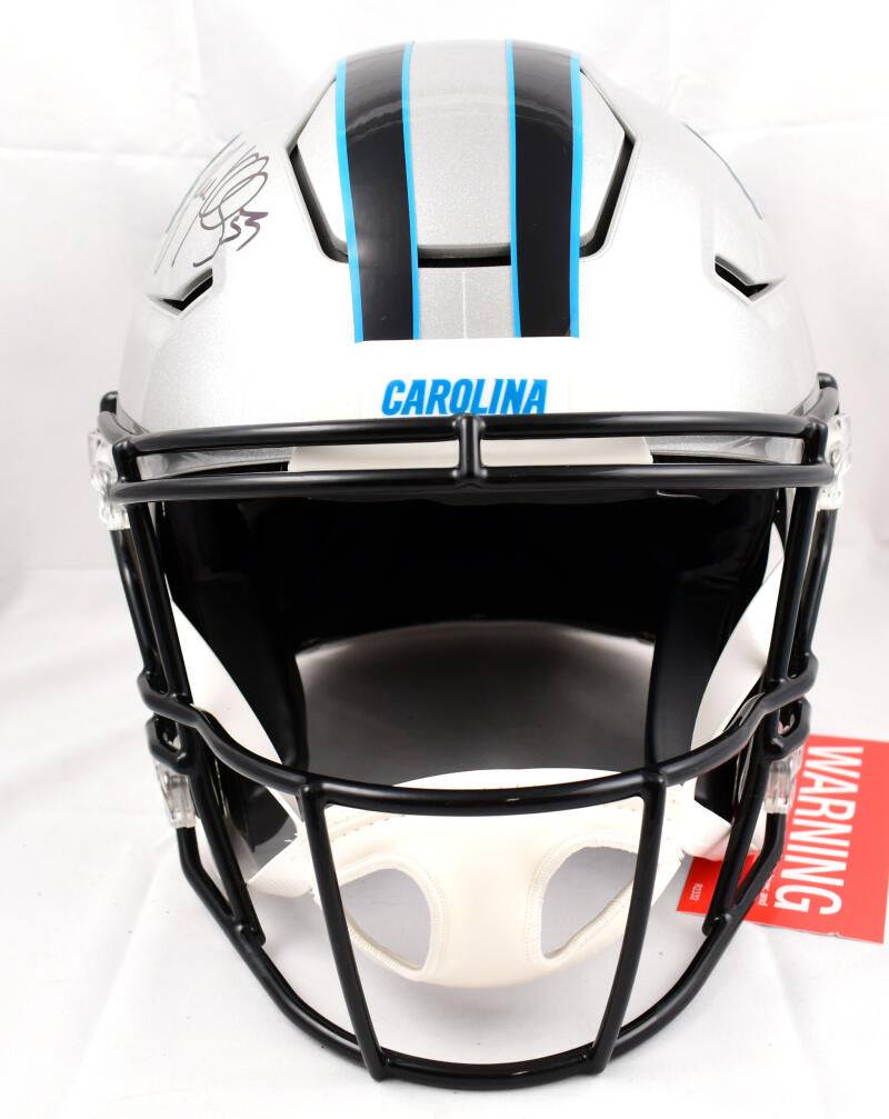 Luke Kuechly & Christian McCaffrey Signed Panthers Full-Size Authentic  On-FIeld Hydro Dipped SpeedFlex Helmet with Visor (Beckett COA)