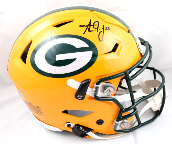 Aaron Jones Autographed Green Bay Packers F/S Speed Flex Helmet - Beckett W Hologram *Black Image 1