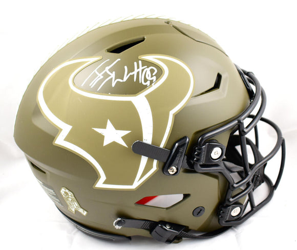 JJ Watt Autographed Houston Texans F/S Salute to Service Speed Flex Helmet - Beckett W Hologram *White Image 1