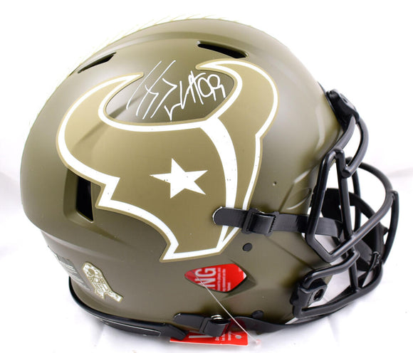JJ Watt Autographed Houston Texans F/S Salute to Service Speed Authentic Helmet-Beckett W Hologram *White Image 1