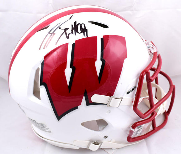 JJ Watt Autographed Wisconsin Badgers F/S Speed Authentic Helmet-Beckett W Hologram *Black Image 1