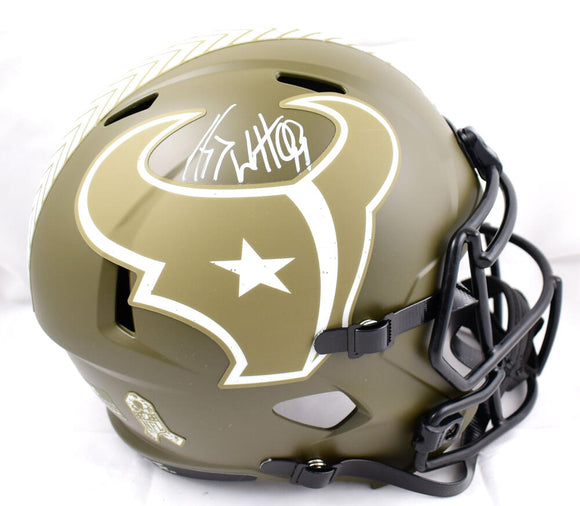 JJ Watt Autographed Houston Texans F/S Salute to Service Speed Helmet - Beckett W Hologram *White Image 1
