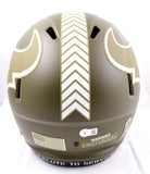 JJ Watt Autographed Houston Texans F/S Salute to Service Speed Helmet - Beckett W Hologram *White Image 3