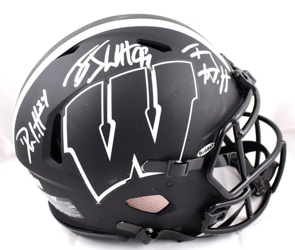 Derek TJ JJ Watt Autographed Wisconsin Badgers F/S Eclipse Speed Authentic Helmet-Beckett W Hologram *Silver Image 1