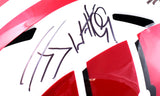 Derek TJ JJ Watt Autographed Wisconsin Badgers F/S Speed Helmet-Beckett W Hologram *Black Image 3