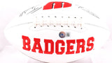Derek TJ JJ Watt Autographed Wisconsin Badgers Logo Football- Beckett W Hologram *Black Image 4