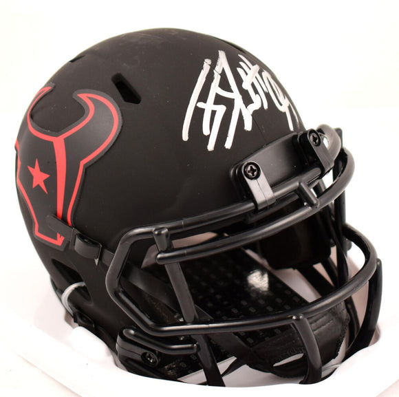 JJ Watt Autographed Houston Texans Eclipse Speed Mini Helmet- Beckett W Hologram *Silver Image 1