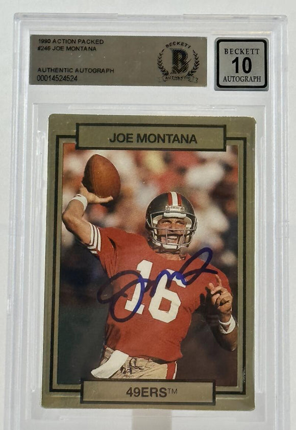 1990 Action Packed #246 Joe Montana Auto San Francisco 49ers BAS Autograph 10 Image 1
