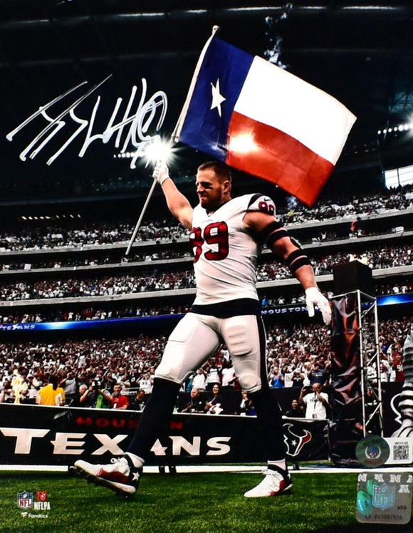 JJ Watt Autographed Houston Texans 8x10 Texas Flag Photo -Beckett W Hologram *White Image 1