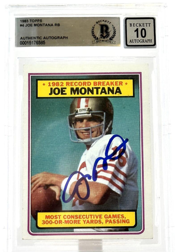 1983 Topps #4 Record Breaker Joe Montana Auto San Francisco 49ers BAS Autograph 10 Image 1