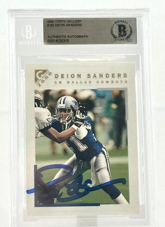 2000 Topps Gallery #102 Deion Sanders Dallas Cowboys Autograph Beckett Authenticated Image 1