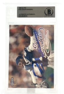 1999 Fleer Ultra #102 Deion Sanders Dallas Cowboys Autograph Beckett Authenticated Image 1