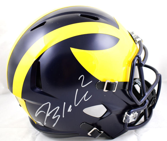 Blake Corum Autographed Michigan Wolverines F/S Speed Helmet- Beckett W Hologram  *Silver Image 1